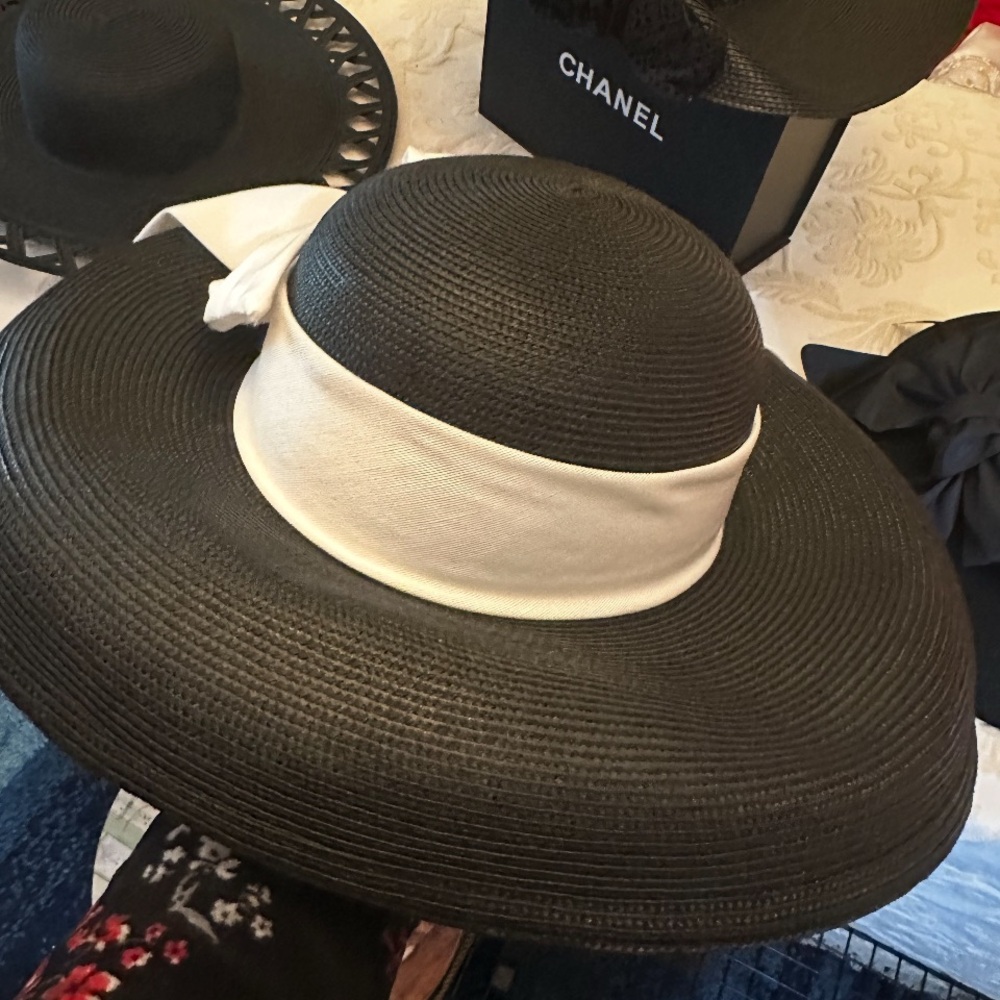 Chic Black Hat with White Band